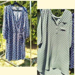 [LOT OF 2]  Ryan White Womens Geometric Pocket and Bow Midi Dresses Plus Size 5X